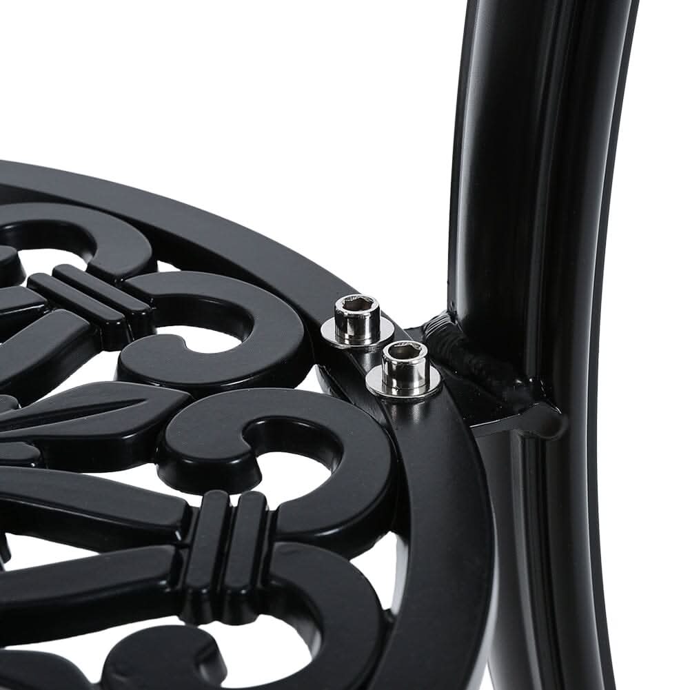 Black Cast Aluminum Round Patio Dining Table with Umbrella Hole