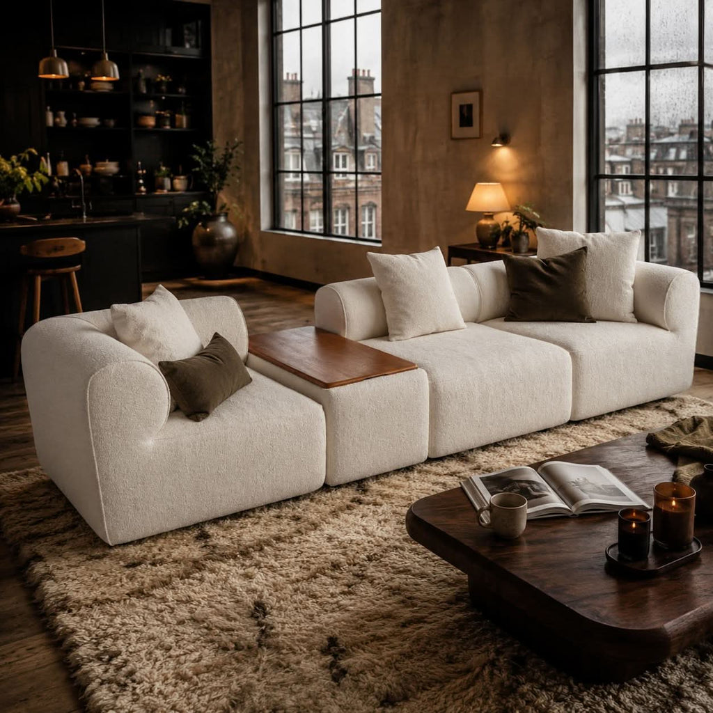 The Plump Modular Bouclé Sofa with Integrated Storage