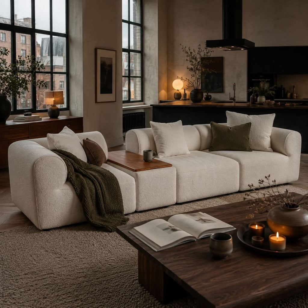 The Plump Modular Bouclé Sofa with Integrated Storage