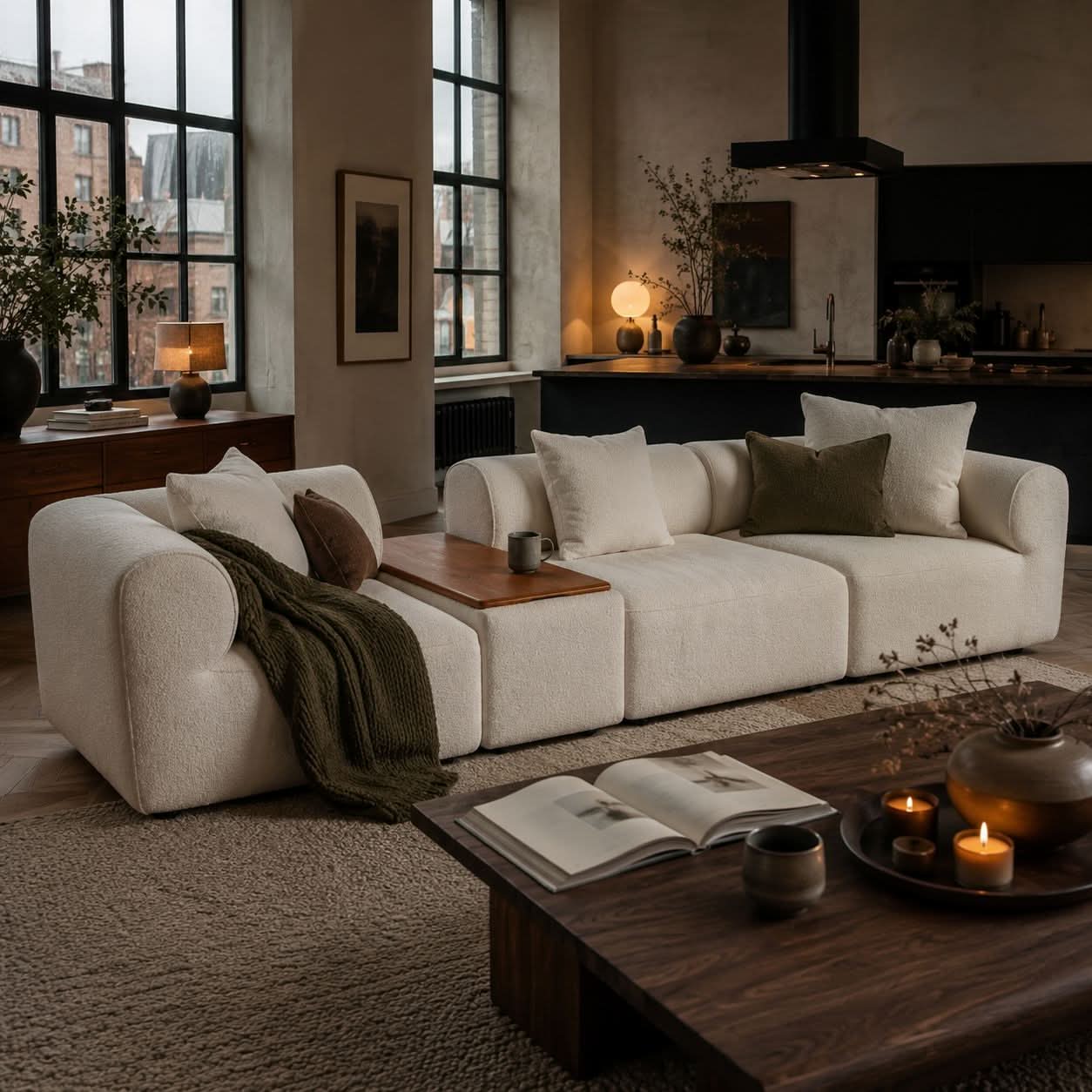 The Plump Modular Bouclé Sofa with Integrated Storage
