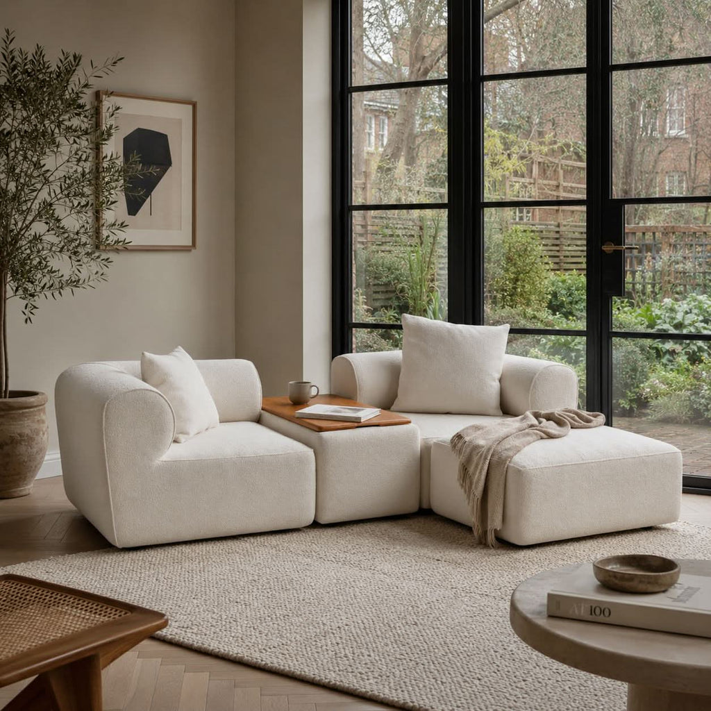 The Plump Modular Bouclé Sofa with Integrated Storage