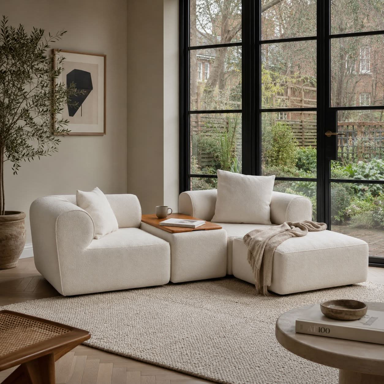 The Plump Modular Bouclé Sofa with Integrated Storage