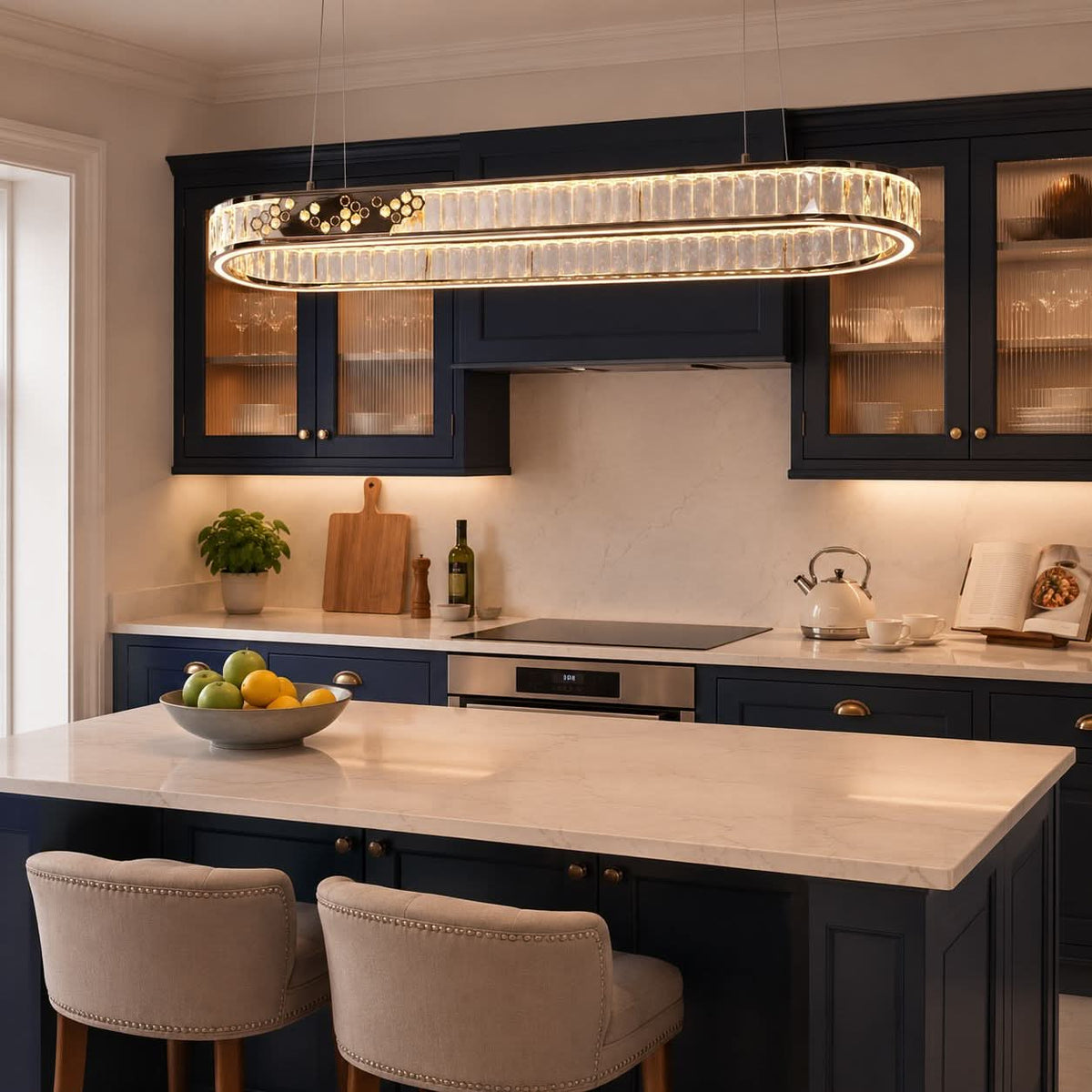 Lightsin Gold Crystal Ring LED Pendant Light Modern Chandelier Ceiling Lighting