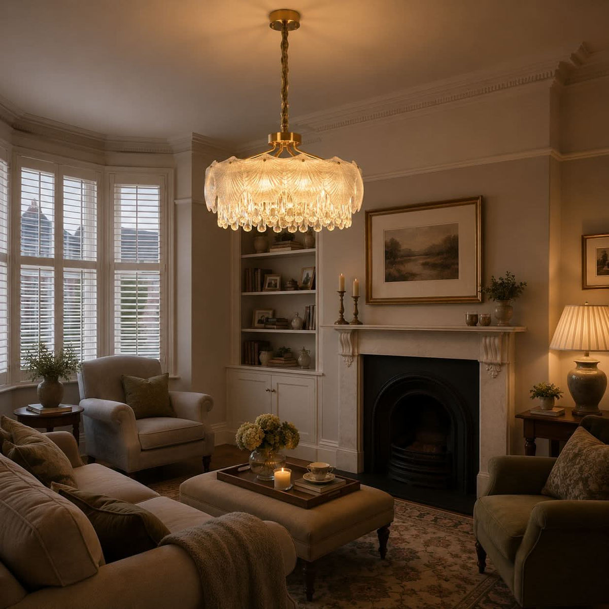 Lightsin Opulent Gold Chandelier Ceiling Light with Crystal Accents