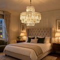 Lightsin Luxury Hanging Lights for Living Room with Golden Crystal Radiance