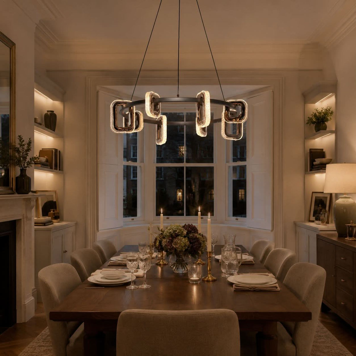 Lightsin Gold Geometric LED Pendant Light with Acrylic Accents Modern Crystal Chandelier