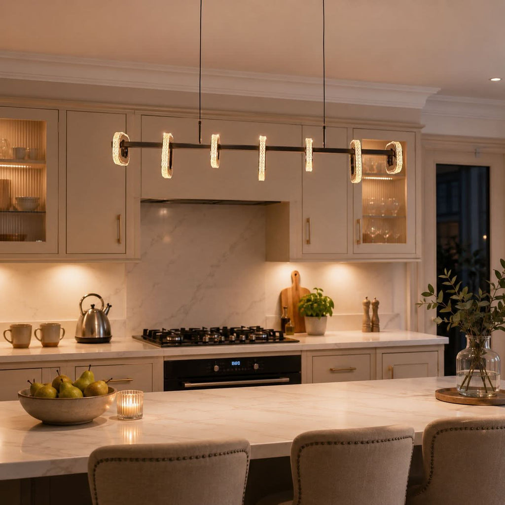 Lightsin Gold Linear LED Pendant Light with Acrylic Shades Metal Ceiling Lighting