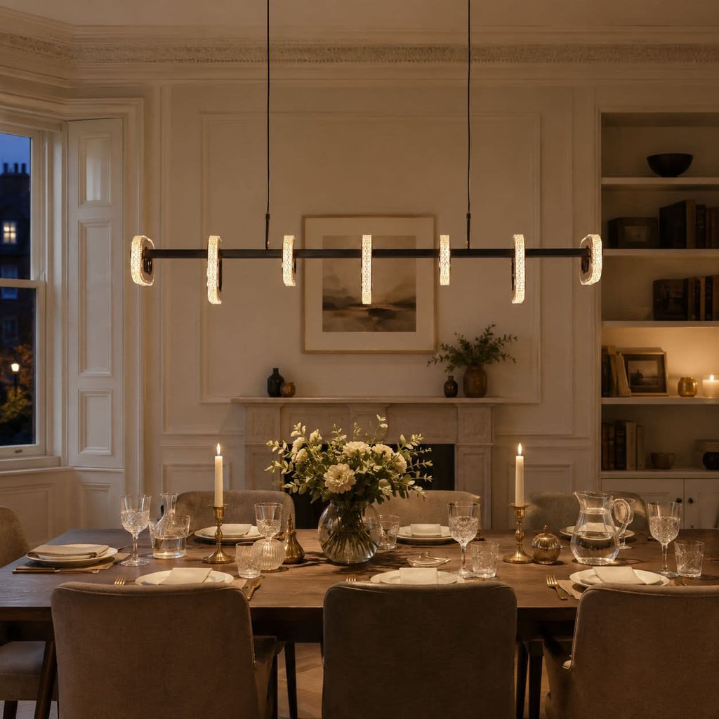 Lightsin Gold Linear LED Pendant Light with Acrylic Shades Metal Ceiling Lighting