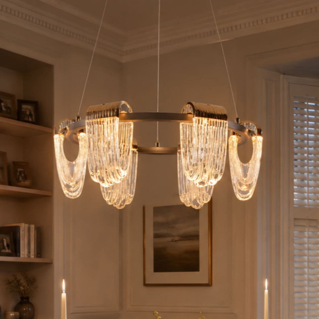 Lightsin Modern LED Pendant Ceiling Light with Cascading Gold Acrylic Curves