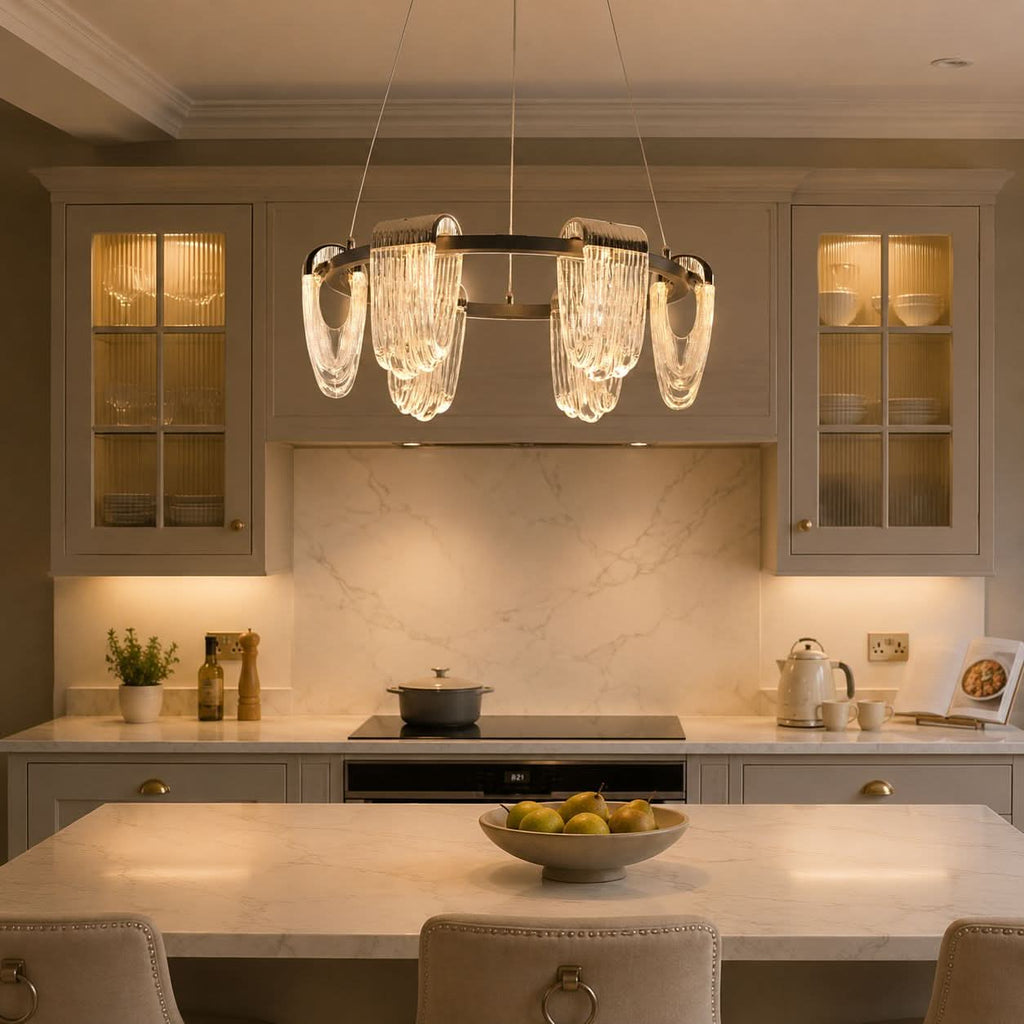 Lightsin Modern LED Pendant Ceiling Light with Cascading Gold Acrylic Curves