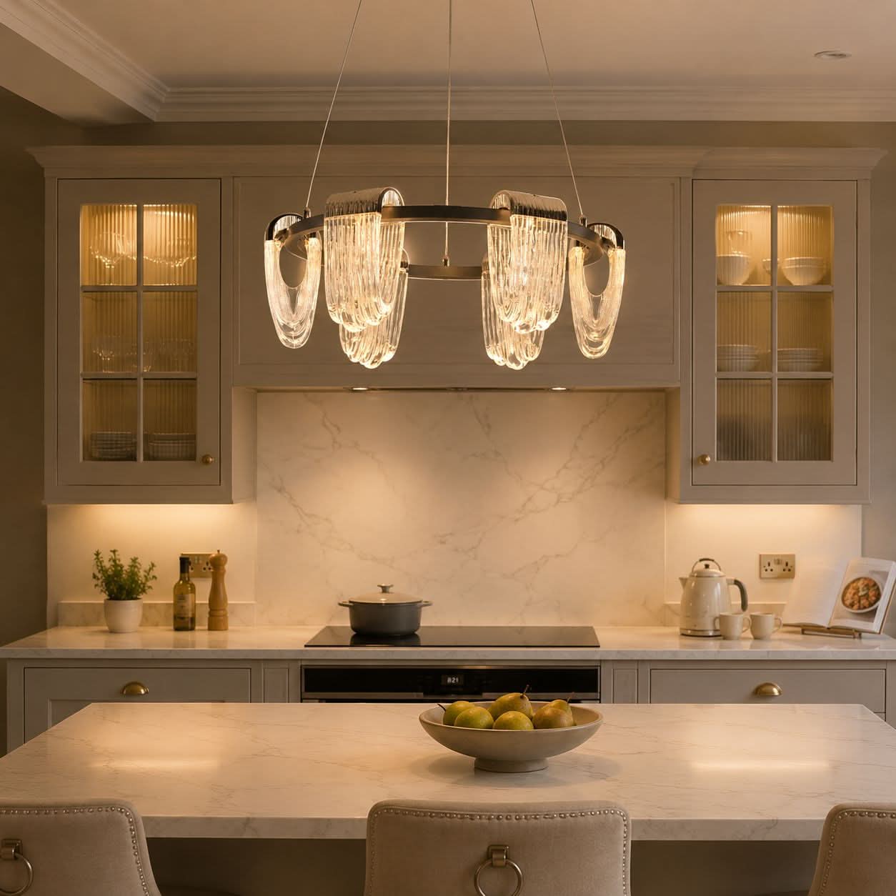 Lightsin Modern LED Pendant Ceiling Light with Cascading Gold Acrylic Curves