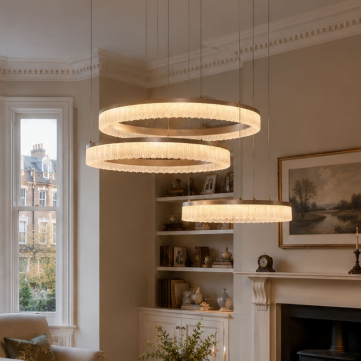 Lightsin Red Aluminum Stepless Dimming Circular Pendant Light for Modern Interiors
