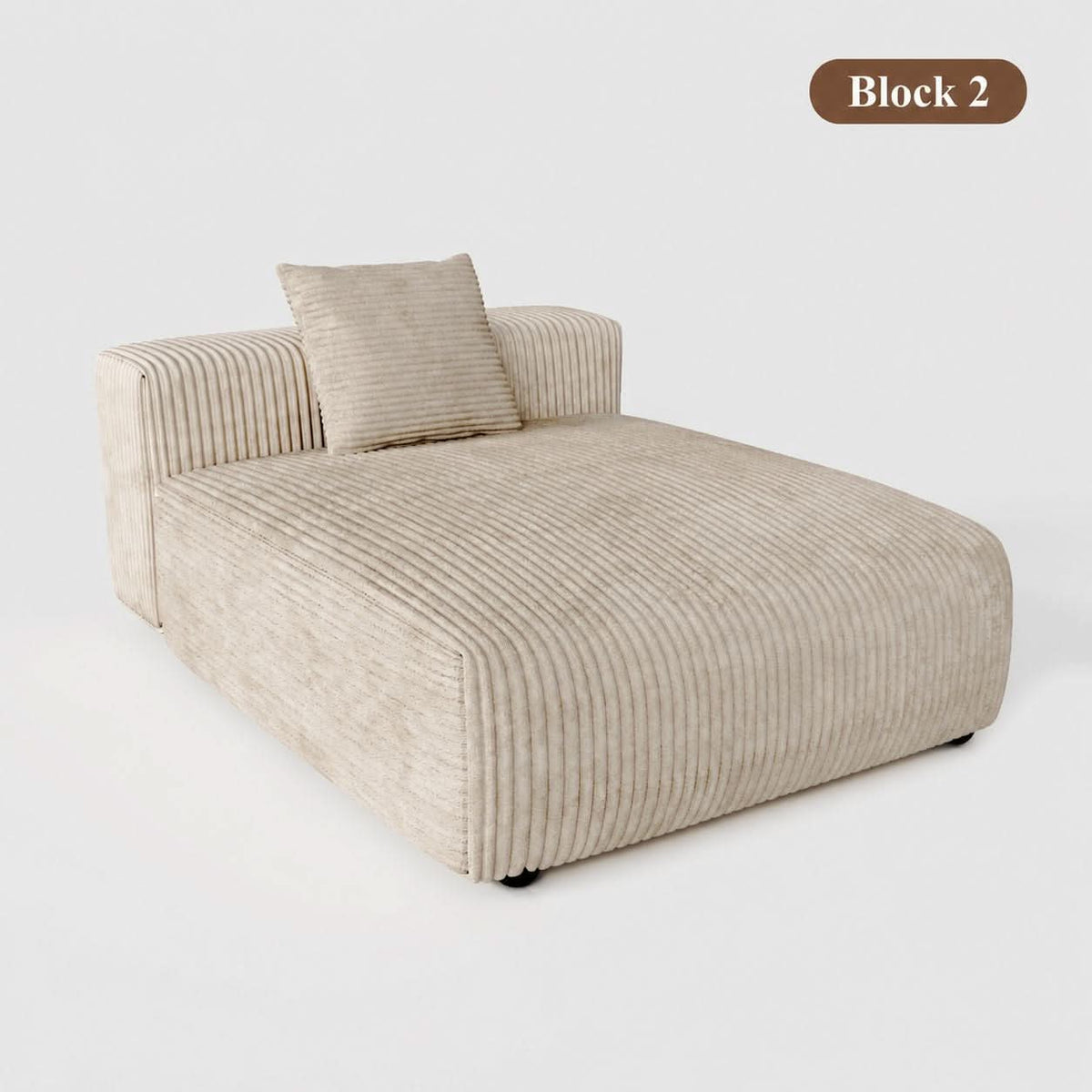 Cottonfy Corduroy Modular Wide Seat Chaise Sofa Block