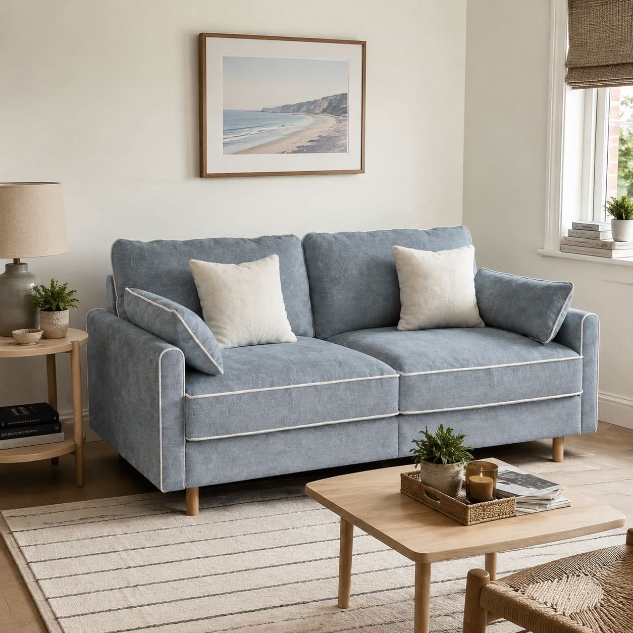 Cotton Linen Detachable Modular Sofa with Fringed Trim