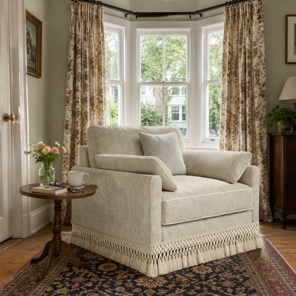 Cotton Linen Detachable Modular Sofa with Fringed Trim