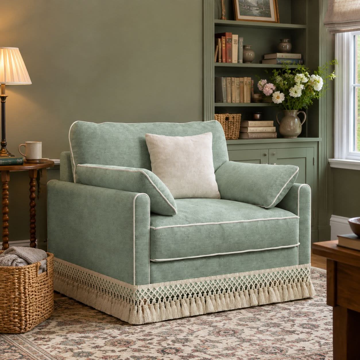 Cotton Linen Detachable Modular Sofa with Fringed Trim