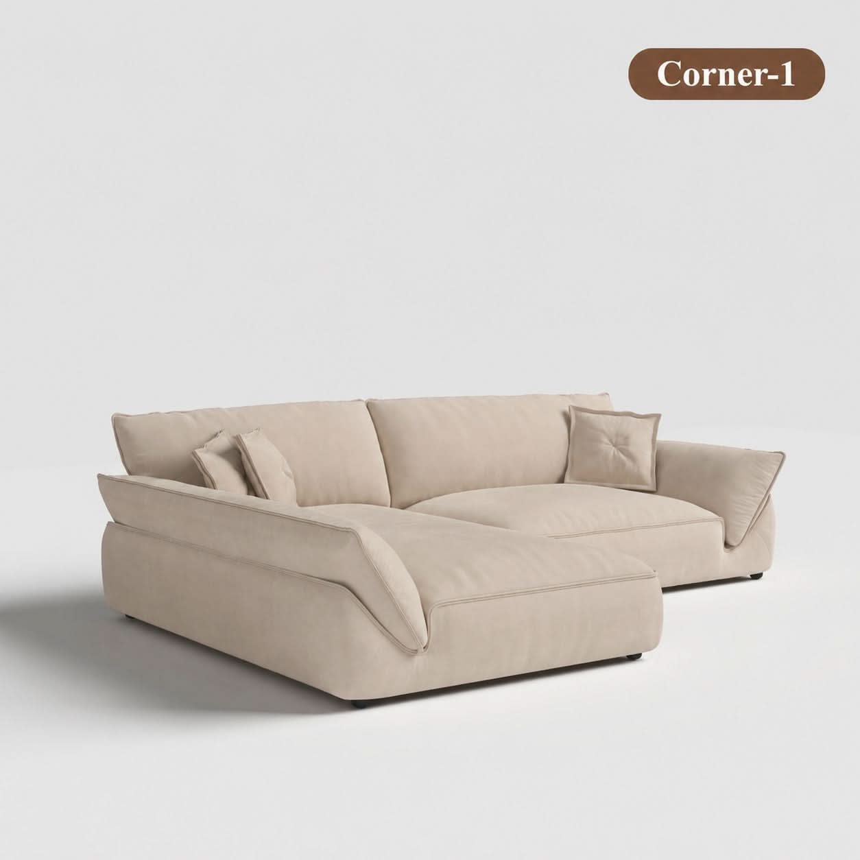 Cottonfy Cat-Scratch Resistant Fabric Elephant Ears Style Corner Sofa