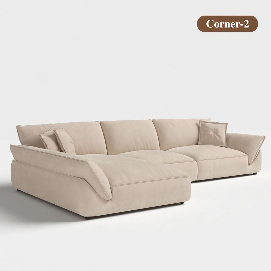 Cottonfy Cat-Scratch Resistant Fabric Elephant Ears Style Corner Sofa
