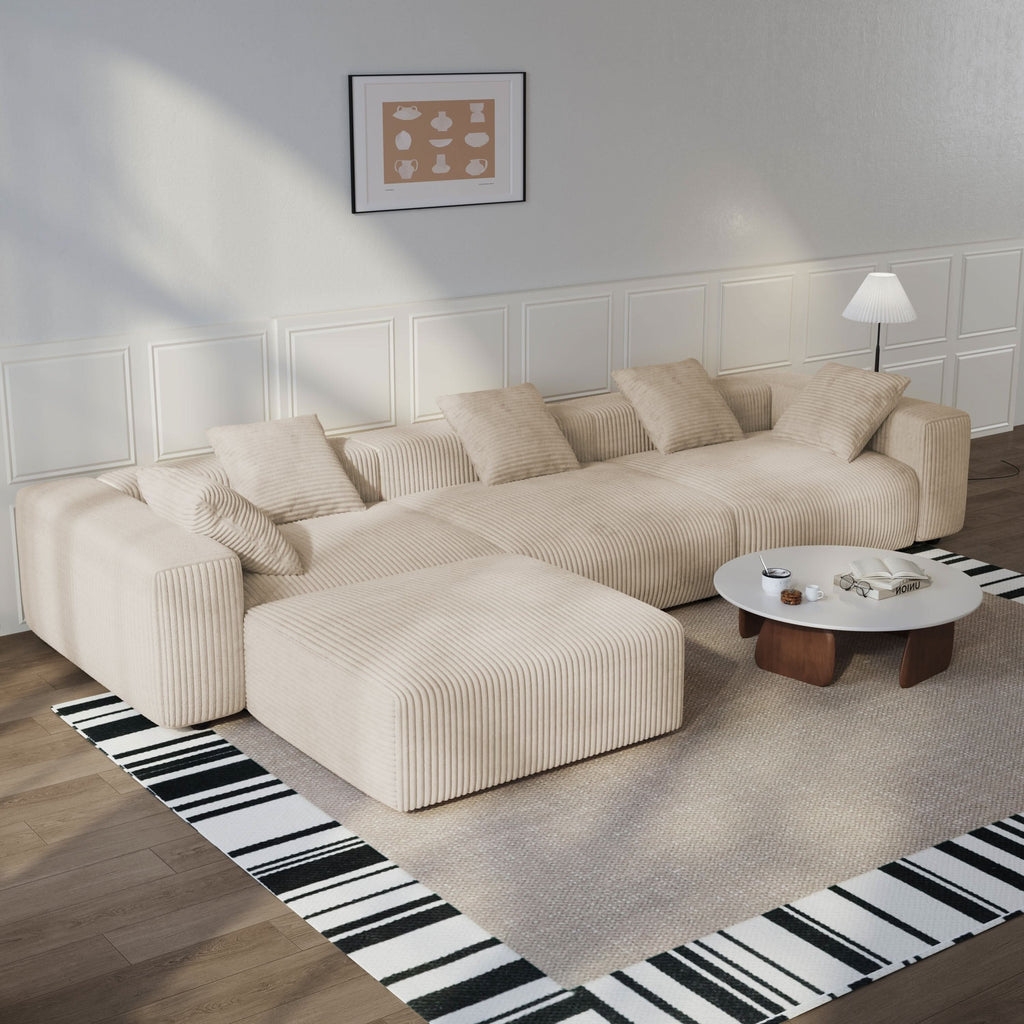 Cottonfy Corduroy Modular Wide Seat Chaise Sofa Block