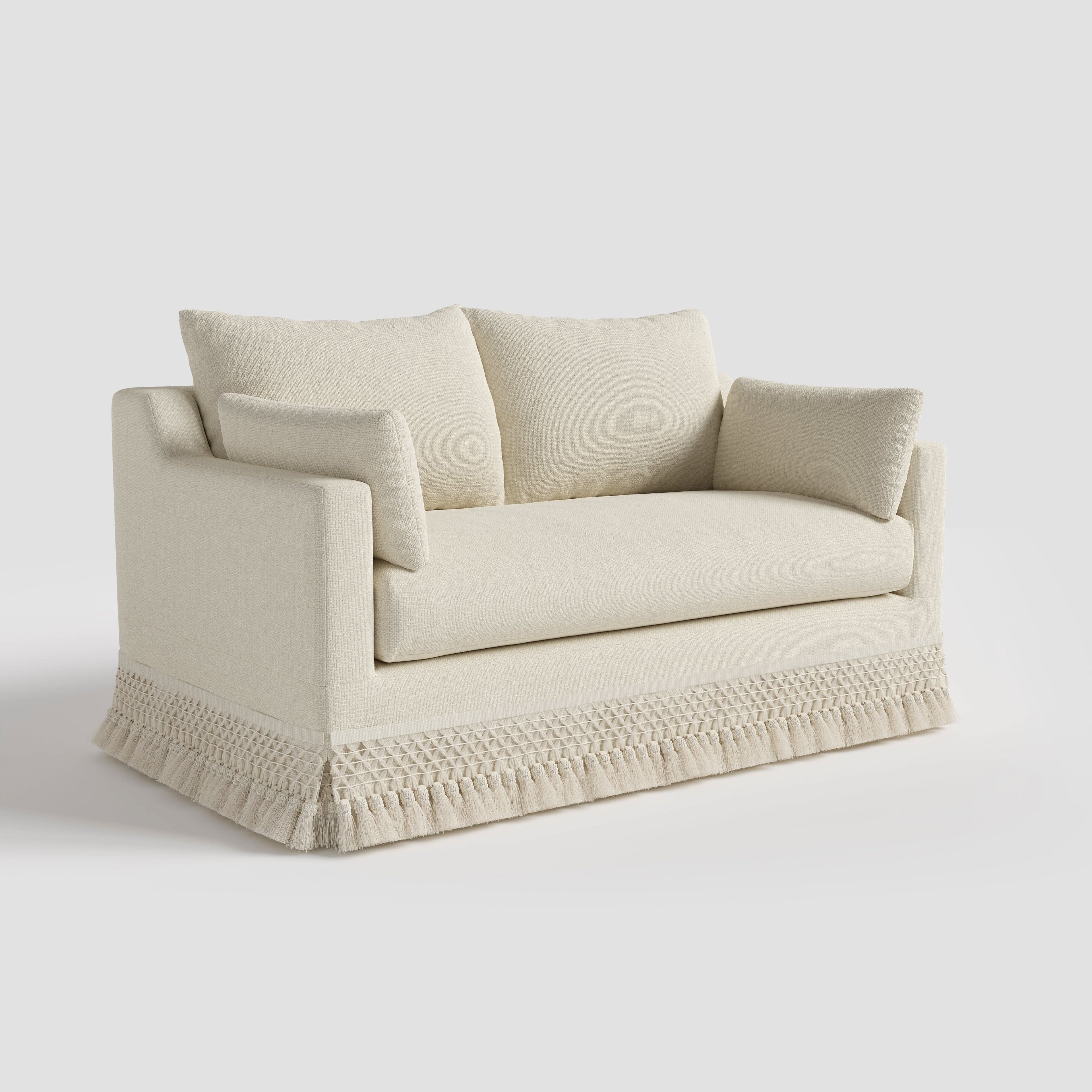 Cottonfy Cotton-Linen Washable Fringe 2 Seater Sofa