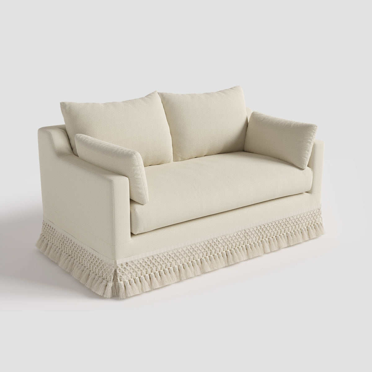 Cottonfy Cotton-Linen Washable Fringe 2 Seater Sofa