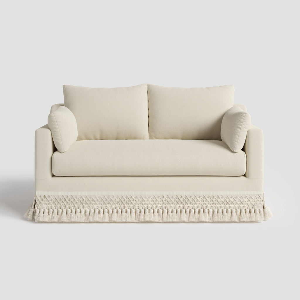Cottonfy Cotton-Linen Washable Fringe 2 Seater Sofa
