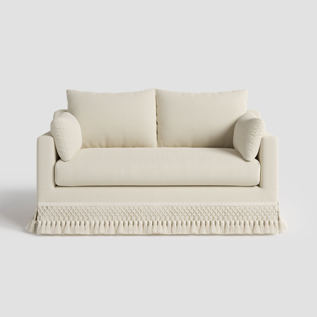 Cottonfy Cotton-Linen Washable Fringe 2 Seater Sofa