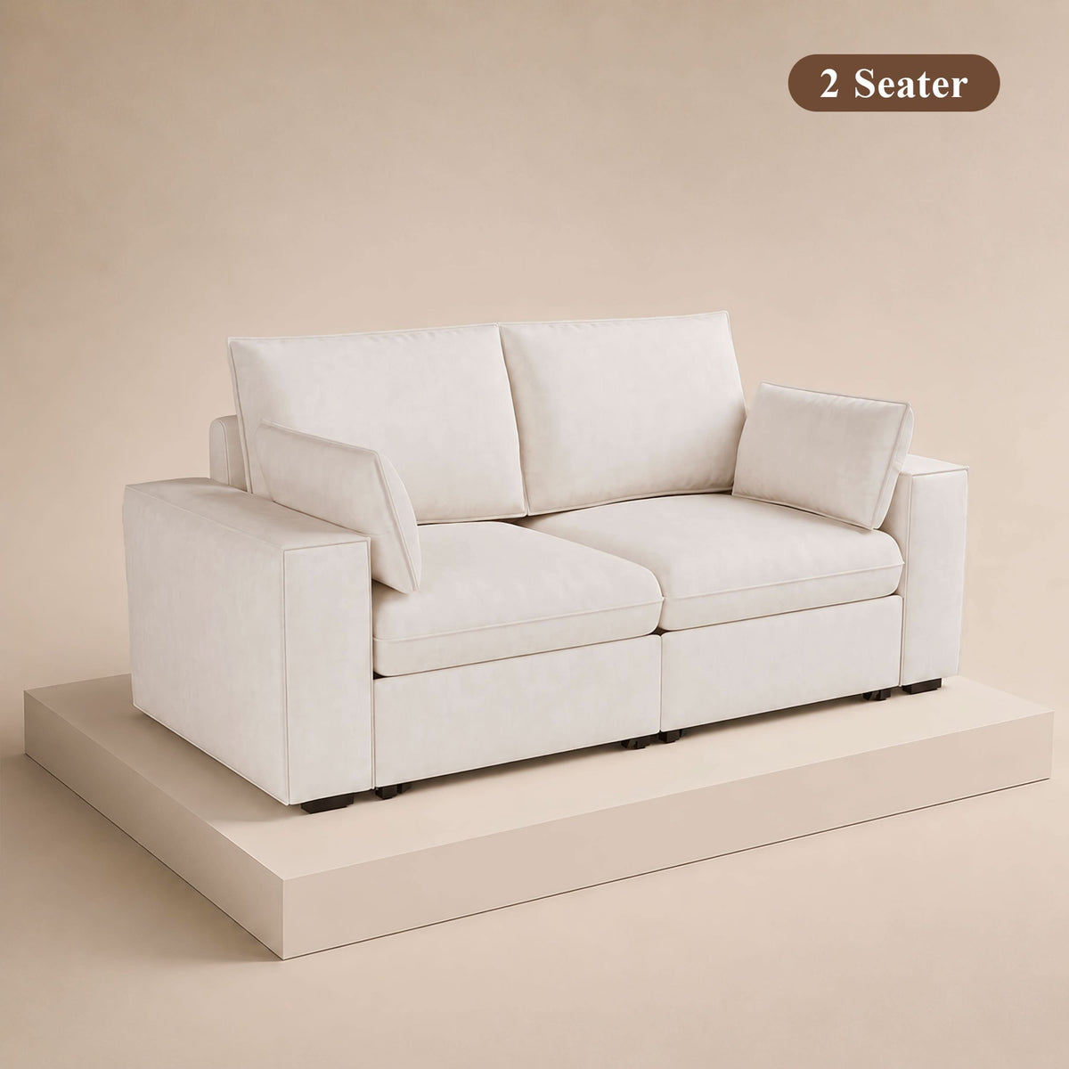 Cottonfy Creamy Tofu Block Pullout Sofa Bed with Storage