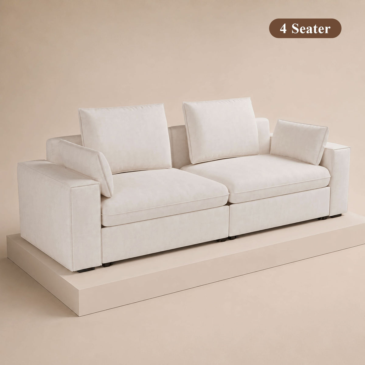 Cottonfy Creamy Tofu Block Pullout Sofa Bed with Storage