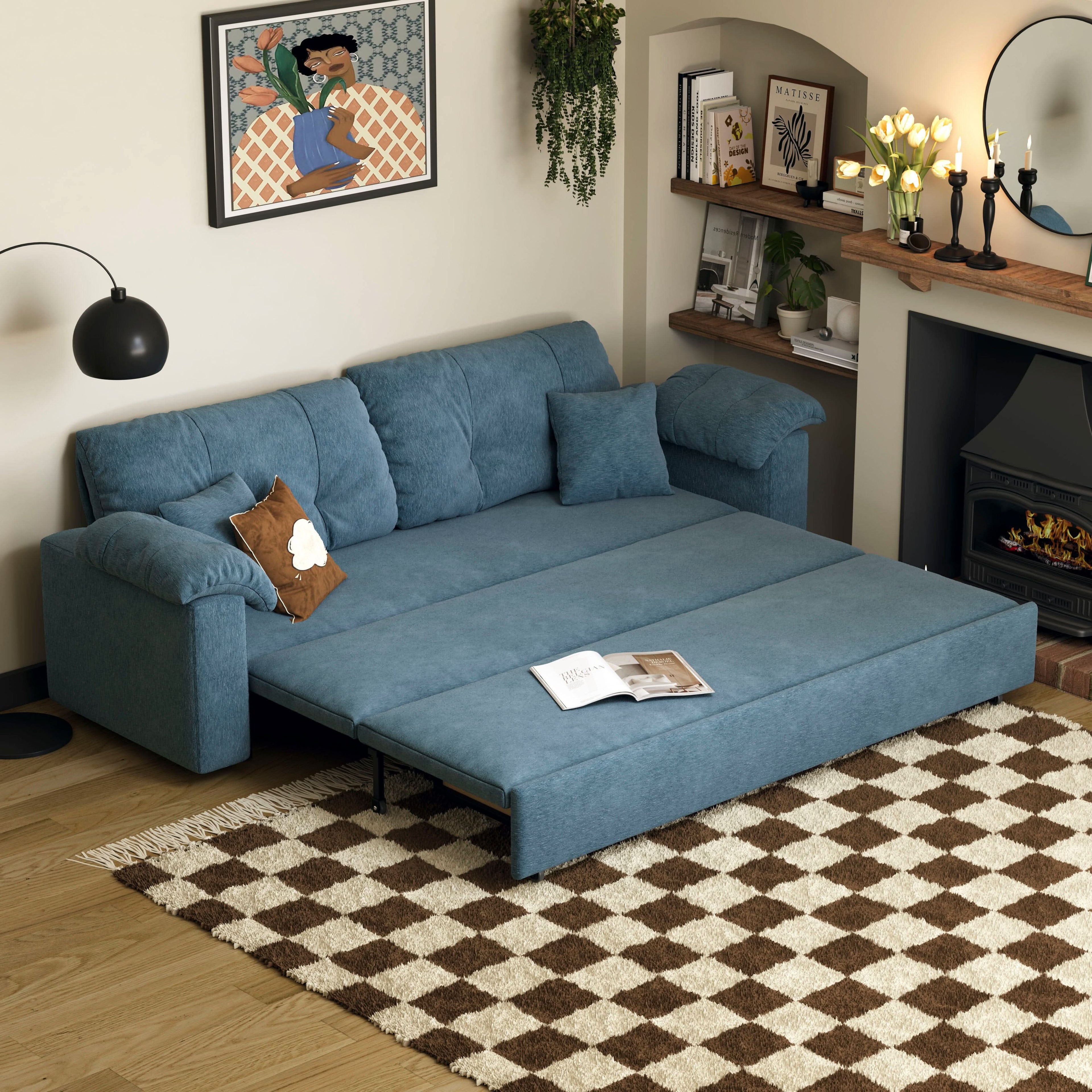 Cottonfy Multifunctional Sleeper Pull Out 2 Seater Sofa Bed with Storage Space