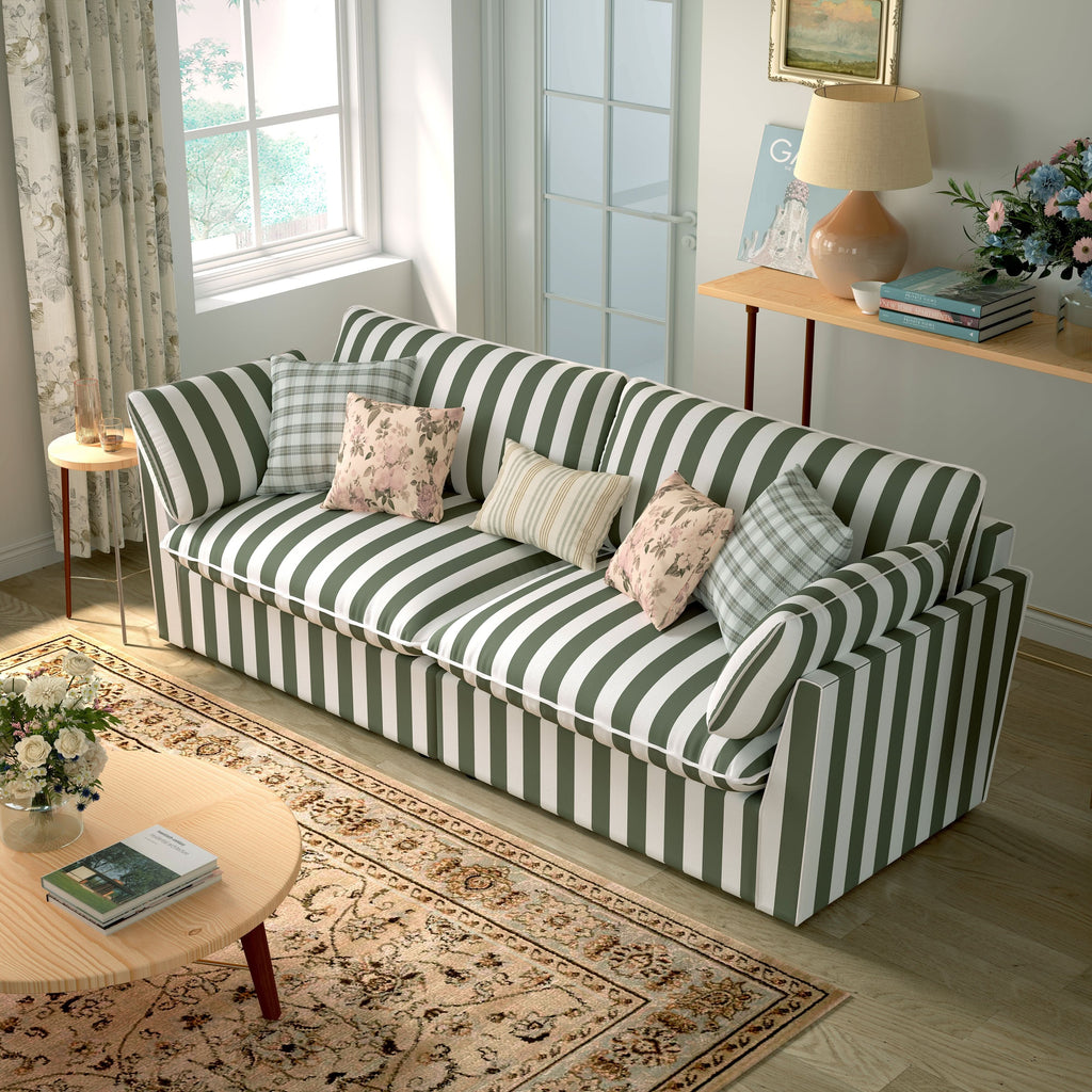 Cottonfy Retro Striped Fabric Handmade Sofa