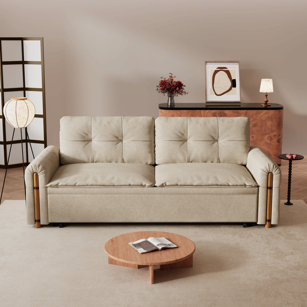 Cottonfy Vintage Pet Friendly Bamboo Design Sofa Bed with Storage