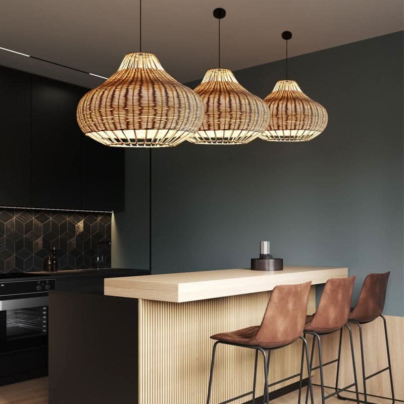 Lightsin Handcrafted Woven Rattan Garden Furniture Creative Pendant Light