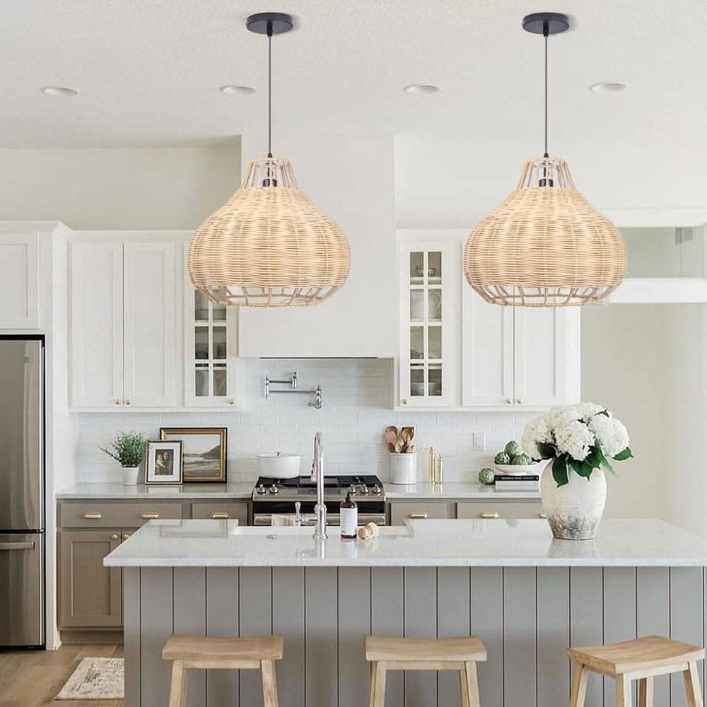 Lightsin Handcrafted Woven Rattan Garden Furniture Creative Pendant Light