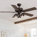 52 Inch Wooden Ceiling Fan with 3 Head Lights and Remote