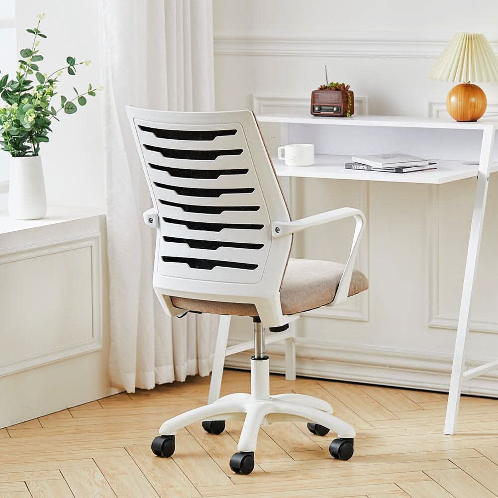 Khaki Fabric Swivel Chair Computer Ergonomic Office Chair