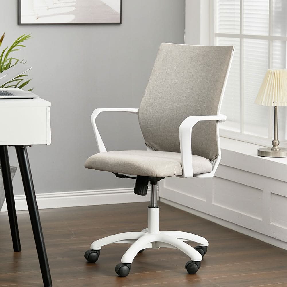 Khaki Fabric Swivel Chair Computer Ergonomic Office Chair