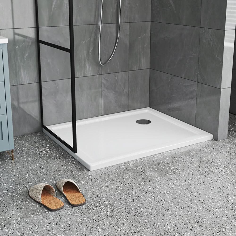 2ft/3ft White Acrylic Shower Tray with Drain