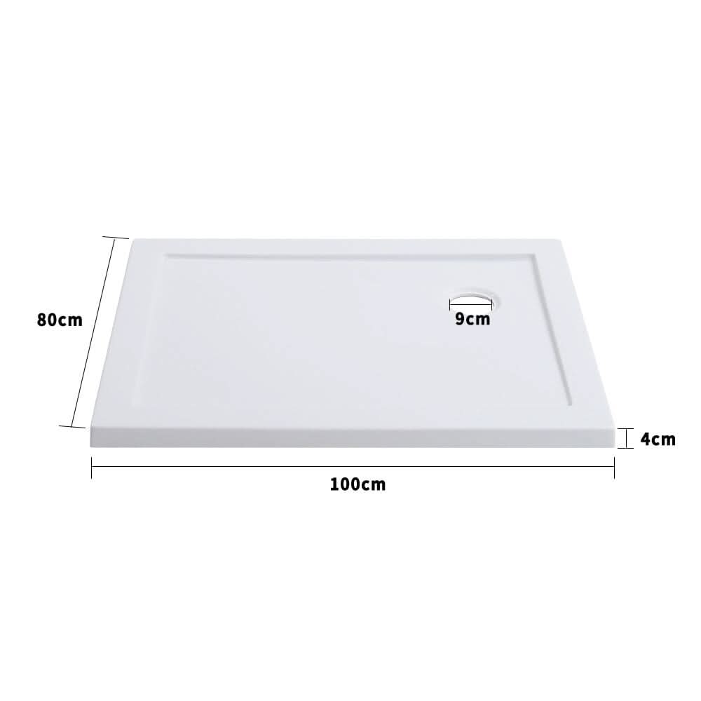 2ft/3ft White Acrylic Shower Tray with Drain