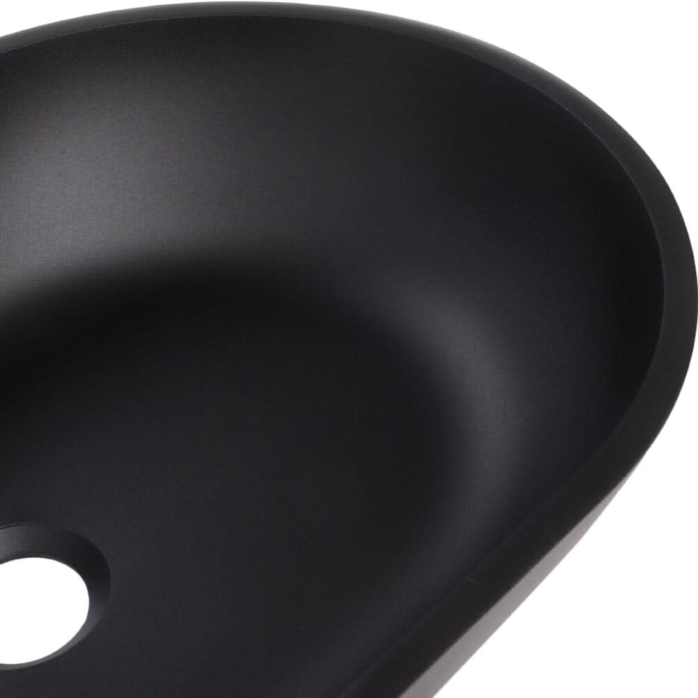 Oval Black Ceramic Vessel Bathroom Sink Drain Set