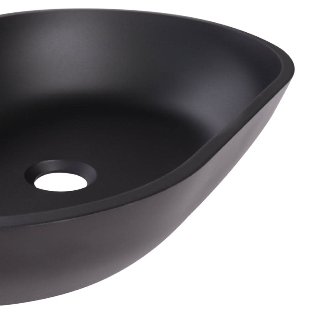 Oval Black Ceramic Vessel Bathroom Sink Drain Set