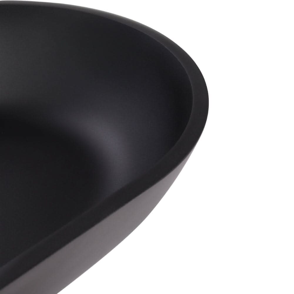 Oval Black Ceramic Vessel Bathroom Sink Drain Set