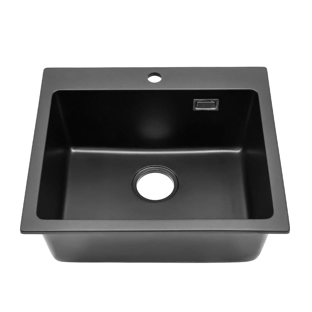 Quartz Undermount Kitchen Sink Single Bowl in Black