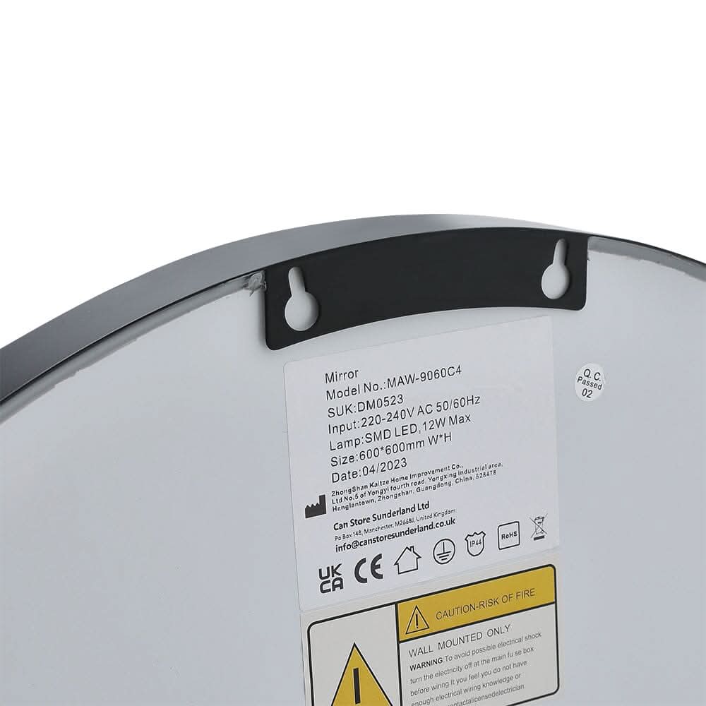 Round Metal LED Mirror with Hanging Strap