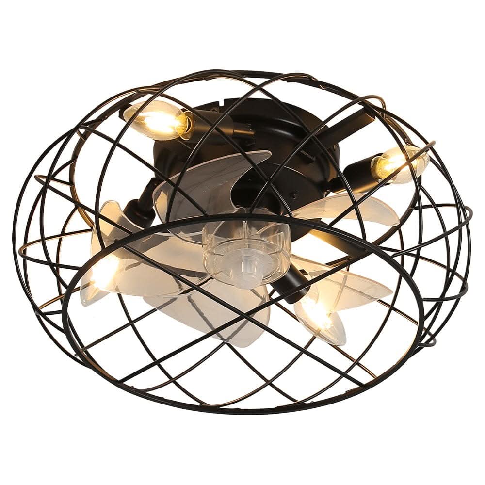 Black Cage Ceiling Fan Light