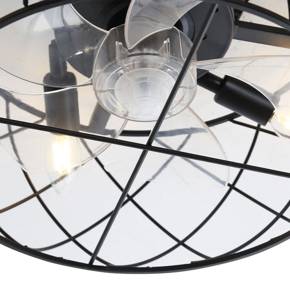 Black Cage Ceiling Fan Light