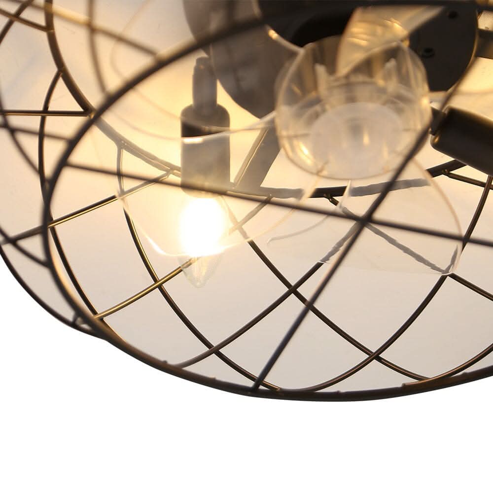 Black Cage Ceiling Fan Light