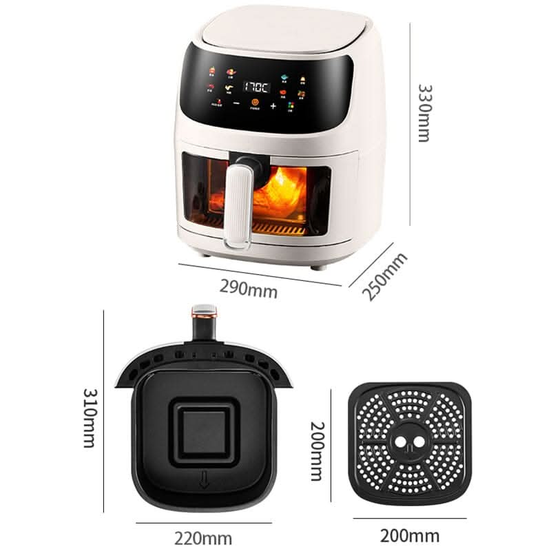 5L White/Black Digital Smart Air Fryer with Visible Window