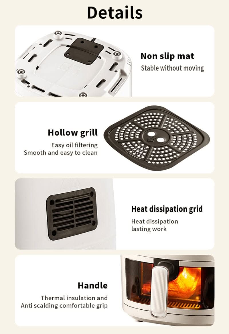 5L White/Black Digital Smart Air Fryer with Visible Window