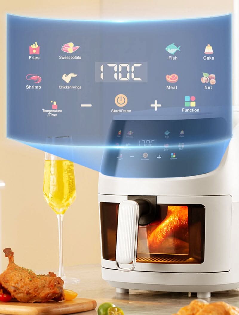 5L White/Black Digital Smart Air Fryer with Visible Window
